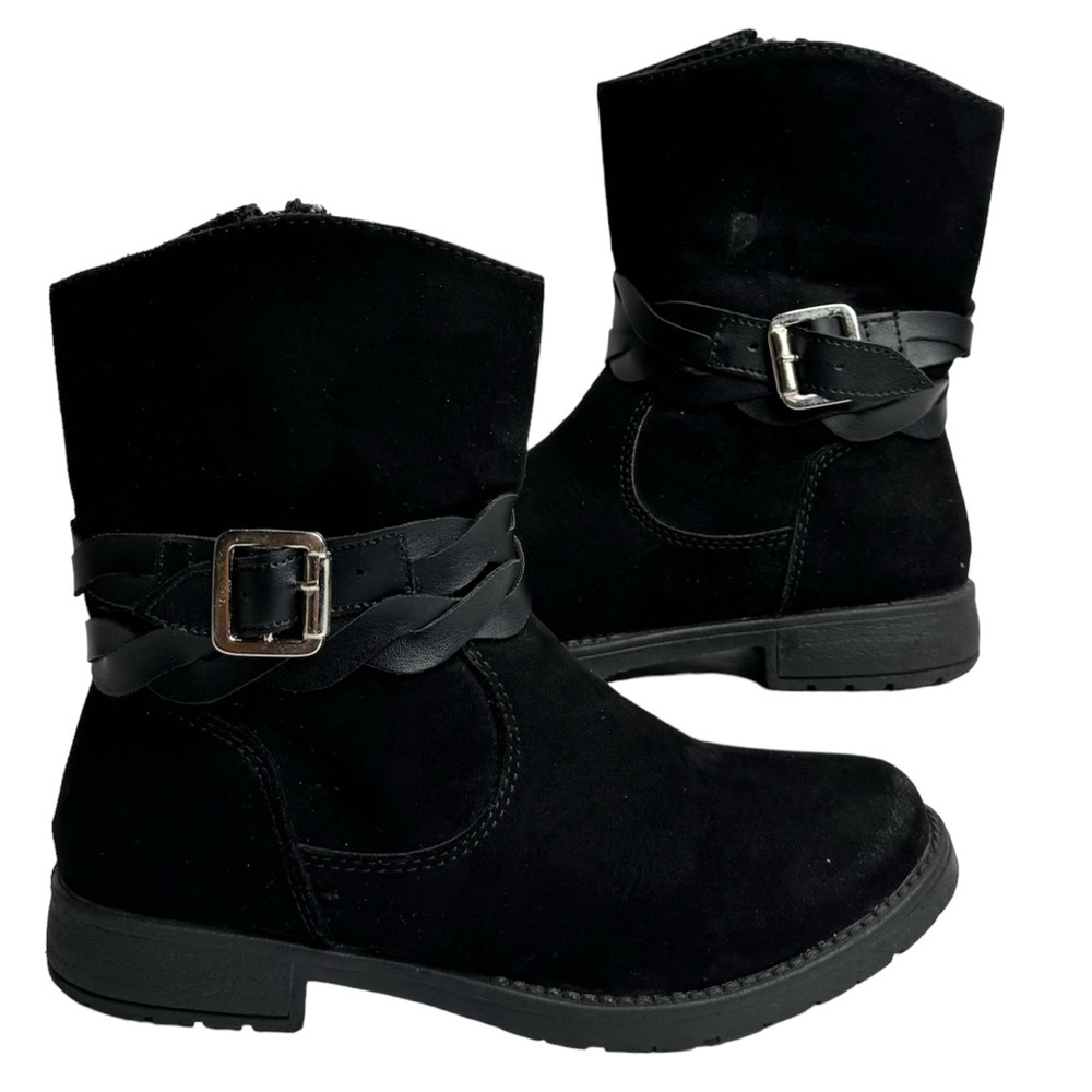 Kids Black Boots with Buckle Detail